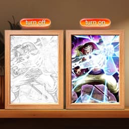 Anime Character One Piece Luffy Zorro Animated Frame LED Light Study Bedroom Christmas Birthday Gift