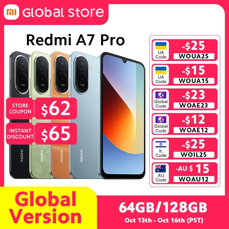 New Global Version Xiaomi Redmi A7 Pro Smartphone 64GB / 128GB ROM 120Hz 6.9' LCD Display 6000mAh Octa-core UNISOC T7250 13MP
