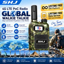 SHJ 4G LTE PoC Radio Global Network Walkie Talkie with SIM Card Lifetime Free XIN Platform Data Unlimited Groups Members Private