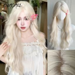 OLACARE Long Body Wave Black Brown Purple Cosplay Wigs Heat Resistant Synthetic Wigs Middle Part Natural Lolita LM Wigs Women