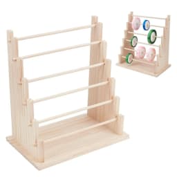 Wooden Ribbon Organizer Storage Display Stand Portable Tabletop Organizer Ribbon Spool Holder Rack for Home Cake Wrapping Gift