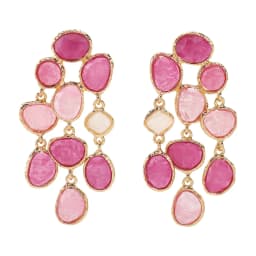 Bohemian-stylecolorful multi-layer gemstone tassel earrings ZA retro-inspired high-end resin ear accessories