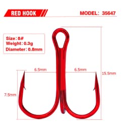 20PCS/Lot Red Anchor Hook High Carbon Steel Barbed Treble Hook Fishing Tackle Tool Accessories Sea Fishing Wild Fishing