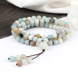 108 Mala Black White Onyx Stone Beads Bracelets & Necklace Men Natural Lava Stone Strech bracelets Women Charm Amazonite Jewelry