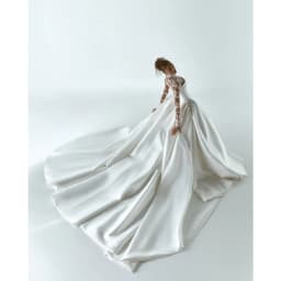 Tokyo Customized Cathedral Train Ball Gown Wedding Dress Lace Appliques vestidos de noche High Neck Long Sleeve Evening Dresses