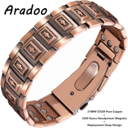 ARADOO Pure Copper Magnetic Bracelets for Men with Double-Row Strong Magnets Link Bracelet Jewelry Gifts