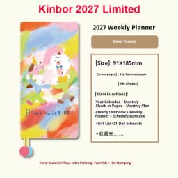 Kinbor Original Undated Weekly Planner, Illustrated Hardcover Journal with Two Pages Per Week, Portable To-Do List Notebook Slim