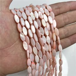 Oval Colorful Shell Beads Rice Shape Natural Mother of Pearl Shell Spacer Beads for Jewelry Making DIY Craft Accessories 15"