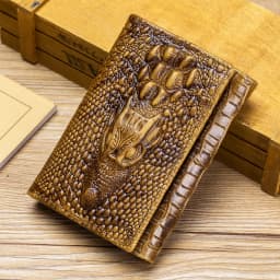 100% Leather Men's Wallet, Leather Short Multi Card Bag, Leather Men's Wallet, Crocodile Patterned Wallet