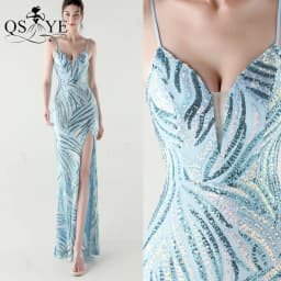 Purple Sequin Evening Dresses Mermaid Spaghetti Straps V Neck Prom Gown Glitter Pattern Sequin Lace Elegant Long Formal Dress