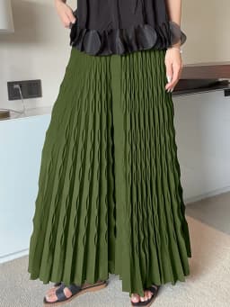 Pleated New Solid Color Elastic Waist Wide Leg Pants Fashion Hand Pleated Stretchy Loose Trousers Comfortable Women's