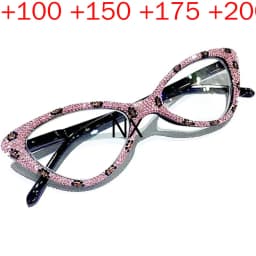 mincl Cat Eye Crystal Rhinestone Reading Glasses for Women Sparkling Eyewear Frames Female Trendy bling Diamond Reader NX
