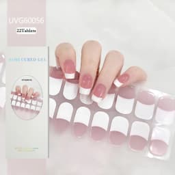 16/20/22Tips Semi-Cured Gel Nail Patch Adhesive Sliders Long Lasting Full Gel Nail Stickers DIY Manicure Harden In UV Lamp Need
