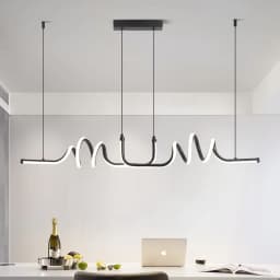 Modern Black LED Pendant Light for Dining Room Curved Chandelier Efficient Home Lighting Fixture Kitchen Living Room Home Decor