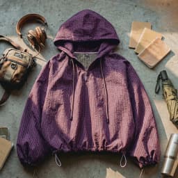 Maden Women's Oversized Half Zip Hoodie Utility Sports Sweatshirt Purple Plaid Lightweight Long Sleeve Pullover For Spring