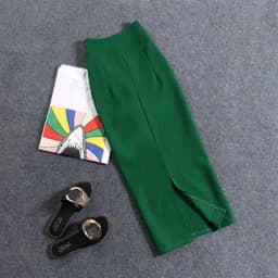 2024 summer new women's stretch slim temperament bag hip skirt ladies Knee-Length Casual Polyester Solid