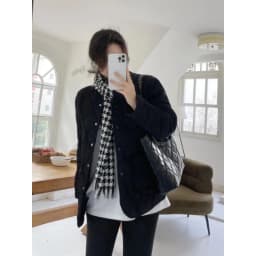 Warm Lamb Fur Splicing Lightweight Diamond Grid Winter Korean Loose Small Fragrance Style Diamond Grid Cotton Jacket Women