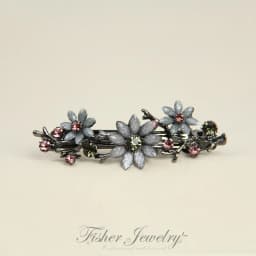 Elegant Floral Hair Clip Alloy Spring Clasp with Rhinestones Minimalist Ponytail Holder for Back Head Women Hairpin