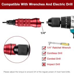 Riveting Machine Home Electric Rivet Nut Gun Adapter Metric M3 M4 M5 M6 M8 M10+Imperial 1/4-20 10-24 10-32 8-32 Riveting Tools