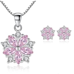 925 Sterling Silver Sakura Dolphin Zircon Elegant Jewelry Set Women's Earrings Necklace High Quality Jewelry