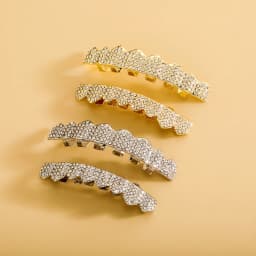 TOPGRILLZ Full Cubic Zircon Punk Teeth Grillz For Unisex 8 Top& 8 Bottom Mouth Removable Dental Grills Fashion Teeth Jewelry