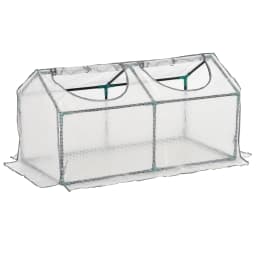 Mini Greenhouse with 2 Windows, Plant Flower Herbs Growing, Pe Cover, White