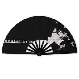 Anime U-Uchihaes Sasuke Japan Folding Hand Fan Custom Red Cloud Polyester Fabric Fan Novelty Summer Accessory Decorative Fans