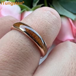 ITungsten 4mm Men Women Koa Wood Ring Nice Tungsten Wedding Band Domed Polished Trendy Jewelry Comfort Fit