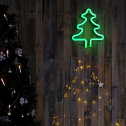 1pc Christmas Tree Neon Sign Light With Elk & Christmas Sock & Christmas Tree For Outdoor Garland Garden Windows Curtain Decor