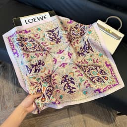 Luxury Brand Paisley Houndstooth Printed Square Scarf Soft Satin Thin Smooth Neck Scarf Sunscreen Headscarf For Women Head Wrap