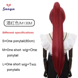 Snoya Synthetic 80cm Versatile Long Straight Claw Clip Ponytail Extensions for Ancient Costume Design Red Purple Pink Blue Black