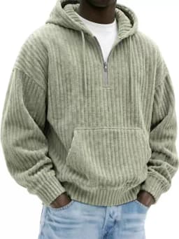 2026 Men Vintage Knit Zip Hoodie, Loose Pullover Sweatshirt, Long Sleeve Casual Streetwear Daily Autumn Winter Tops