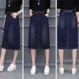 Cowboy Midi Skirt Mid Length 2026 New Spring Summer Denim Wrapped Hip High Waist Split A-Line Skirt Women's Casual Clothes