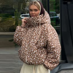 Reversible Spot Printed Women's Winter Jacket Hooded Full Sleeve Loose Cropped Padded Coats New Casual Warm Outwear 2026