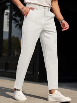Men's Slim Fit Straight Leg Multicolor Solid Color Casual Pants Versatile All Seasons Fashionable Comfortable Daily Wear