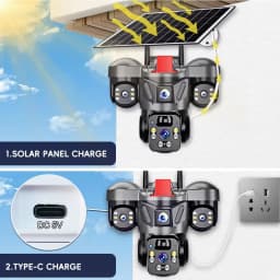 KERUI 6MP Triple Lens Solar PTZ Camera 4G SIM WiFi Outdoor Home Security CCTV with V380pro App Built-in Rechargeable Battery
