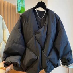 High-end Design Irregular Cotton Jacket Women Winter New Loose Zipper Womens Coat Basic V-neck Woman Outwear