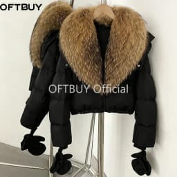 OFTBUY New Short Outerwear Hood Duck Down Luxury Real Fur Down Jacket with Removable Gloves Women Puffer Coat with Real Fox Fur