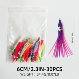 ShareShark 30pcs/bag 20 Mixed Color Glowing Squid Fishing Lure Soft Rubber Octopus Skirt Bait for Sea Bass Tuna Carp