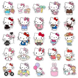 50PCS Sanrio Cartoon Sticker Hello Kitty Children's Diary Bonus Gift Diary Booklet Gift for Kid Toy