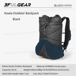 3F UL GEAR Koala Outdoor UHMWPE Backpack Ultralight Camping 20+5L Backpack IXPE Soft Back Unisex Traveling Hiking Mountaineering