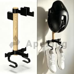 A1 Wall Mount Cycling Storage Rack Helmet Holder Sunglasses Shoes Wooden Bracket Cartridge Bike Garage Bicycle Gear Organizer