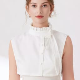 Ruffled Bows Tie Decorative Fake Collar Ladies Detachable Sweater Half Shirt High Collar For Women Girls