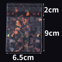 50pcs Holographic Laser Self Adhesive Bag Transparent Laser Fragment Plastic Pouch for Flash Badge Package Bag Card Sleeves