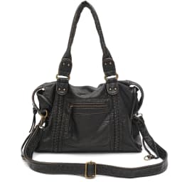Vintage Washed PU Leather Large Capacity Tote Zip Pockets Braid Decor Shoulder Cross body Bag Unisex Women Daily Travel Handbag