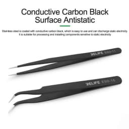 RELIFE ESD-11/15 Alloy Black Anti-static Ceramic tweezersTweezers Strong and Sturdy for Mobile Phone Maintenance tools sets