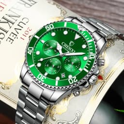CHENXI Men's Luminous Waterproof Multi-function Watch Stainless Steel Strap Chronograph Calendar Casual Daily Wristwatch