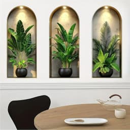 2D Watercolor Plant Wall Stickers - Realistic Potted Plants Decor, Self-Adhesive Vine Leaves For Living Room Bedroom Wall Decor