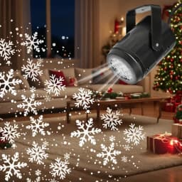 USB Powered Snowflake Projector Light White Snow Pattern Rotating LED Stage Lamp for Holiday Party Christmas Decor New Year Gift