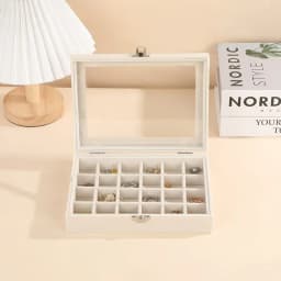 New Transparent Window Large Capacity 24 Grid Jewelry Storage Box, Simple And High-end Ring Necklace Jewelry Storage Display Box